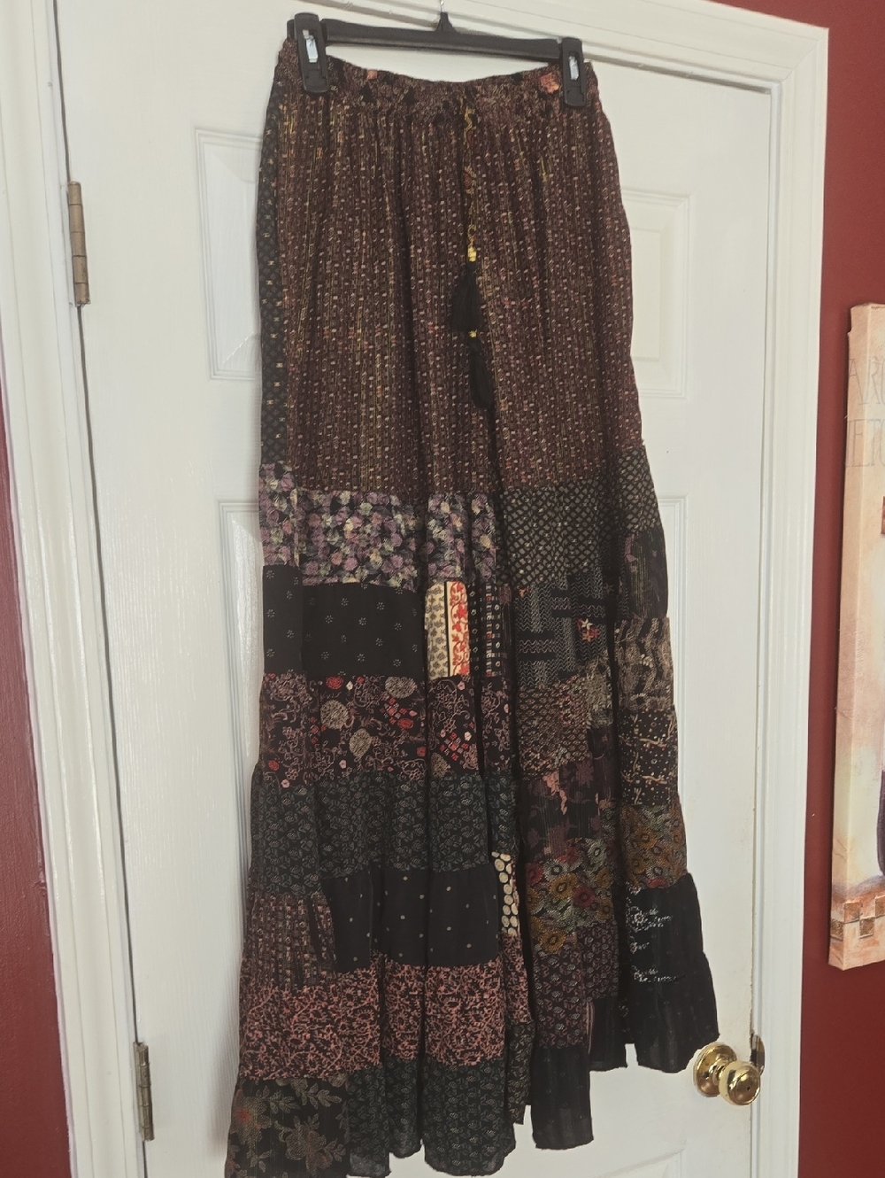 Bohemian Patchwork Maxi Bell Bottom Pants. Multi Colored